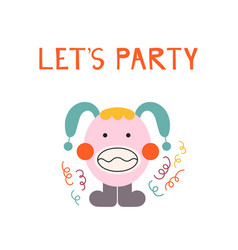 Lets Party Phrase With Cute Little Monster