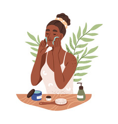 Black Woman Applying Cleansing Moisturizing Cream