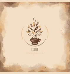 Hand Drawn Coffee Plant On Old Paper Background