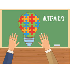 World Autism Day With Hands And Puzzle Game Pieces