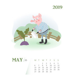 Calendar 2019 Cute May Month Cartoon