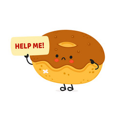 Cute Sad Sick Chocolate Doughnut Asks For Help