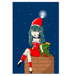 Santa Girl On The Chimney