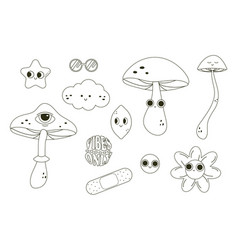 Groovy Linear Clip Art Sticker Set