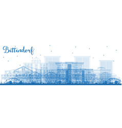 Outline Bettendorf Iowa Skyline With Blue