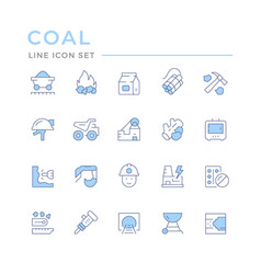 Set Color Line Icons Of Coal And Charcoal