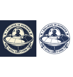 Space Ufo Monochrome Vintage Sticker