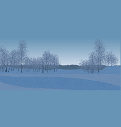 Winter Scene With Trees And Field Covered