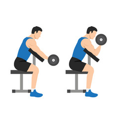 Man Doing One Arm Dumbbell Preacher Curl Side View