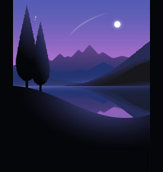 Night Landscape Of The Lake And Mountains