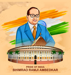 Dr bhimrao ramji ambedkar with constitution of Vector Image