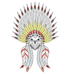 Entangle Owl With War Bonnet American Native