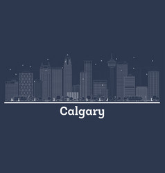 Outline Calgary Canada City Skyline With White