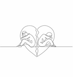 Single One Line Drawing Couple Of Arab Man