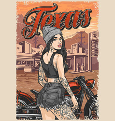 Texas Woman Biker Poster Colorful