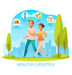 Healthy Lifestyle Cartoon Composition