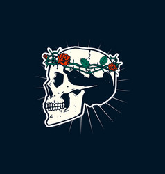 Skull And Rose Flower Artwork