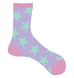 Purple Stars With Green Socks On A White