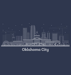 Outline Oklahoma City Usa Skyline With White