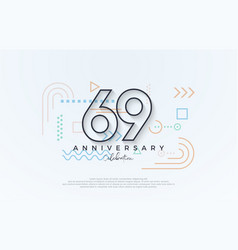 Simple Design 69th Anniversary With A Line