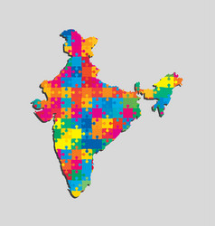 India Country Map With Puzzle Pieces