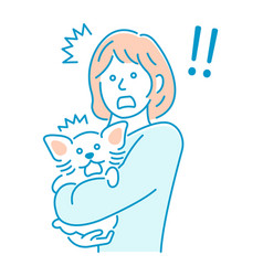 A Woman Holding Dog Surprised Shocked