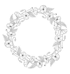 Poppy Flower Wreath Papaver Round Floral Frame