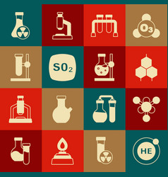 Set Helium Molecule Chemical Formula Test Tube