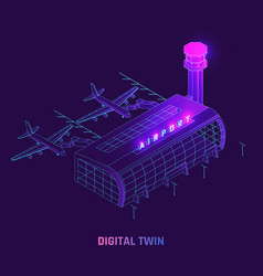 Airport Digital Twin Isometric Background