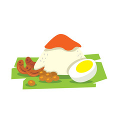 Malaysian Nasi Lemak Set Flat Design