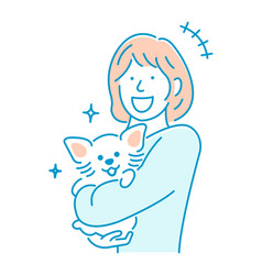 A Woman Holding Dog Glad Laughing