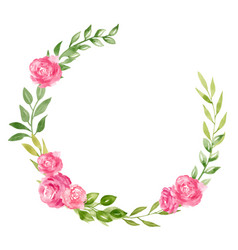 Watercolor Floral Wreath With Rose Pink Flowers