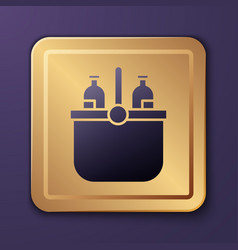 Purple Cooler Bag And Water Icon Isolated