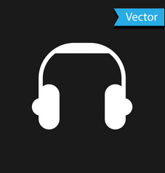 White Headphones Icon Isolated On Black Background