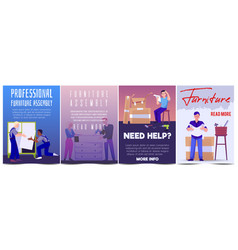 Furniture Assembly Service Posters Set Flat