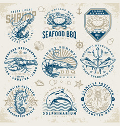 Sea Food Set Label Colorful