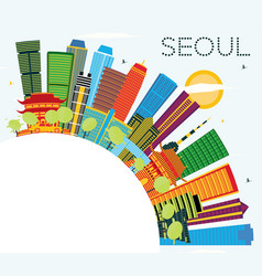 Seoul South Korea City Skyline With Color