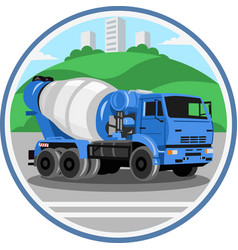 Blue Concrete Mixer Truck During Transportation