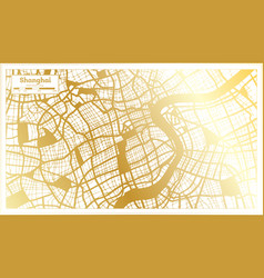 Shanghai China City Map In Retro Style In Golden