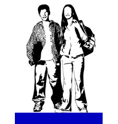 Teenager Couple Silhouette For Designer