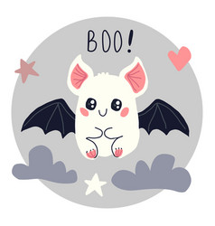 Cute White Bat In Clouds