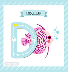 Letter D Uppercase Tracing Purple Discus Fish