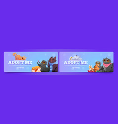 Set Of Adopt Me Cartoon Banners With Cats