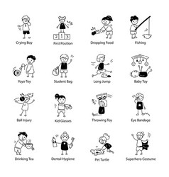 Doodle Icons Depicting Children Activities