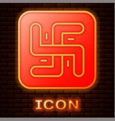 Glowing Neon Hindu Swastika Religious Symbol Icon