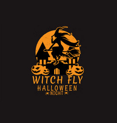 Witch Fly Halloween Silhouette Design