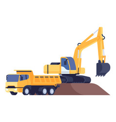 Construction Process Excavator And Truck