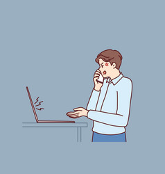 Dissatisfied Manager Makes Phone Call Standing