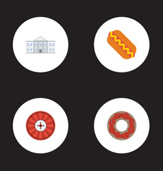 Flat Icons Roulette Sausage Doughnut And Other