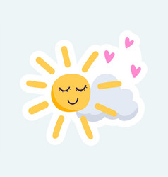 Lovely Sun With Cute Face And Cloud Spring